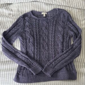 Garnet Hill Lavender Cable Knit Sweater